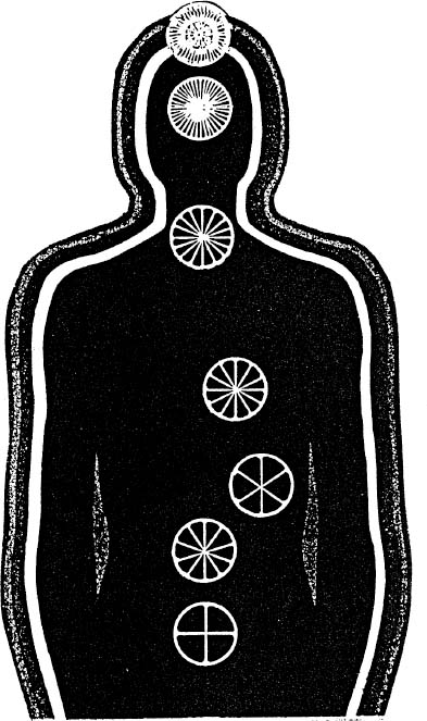 Figure 85: Chakras (©Janet Α. Evans, from C. W. Leadbeater, The Chakras, Madras/London, 1927.)