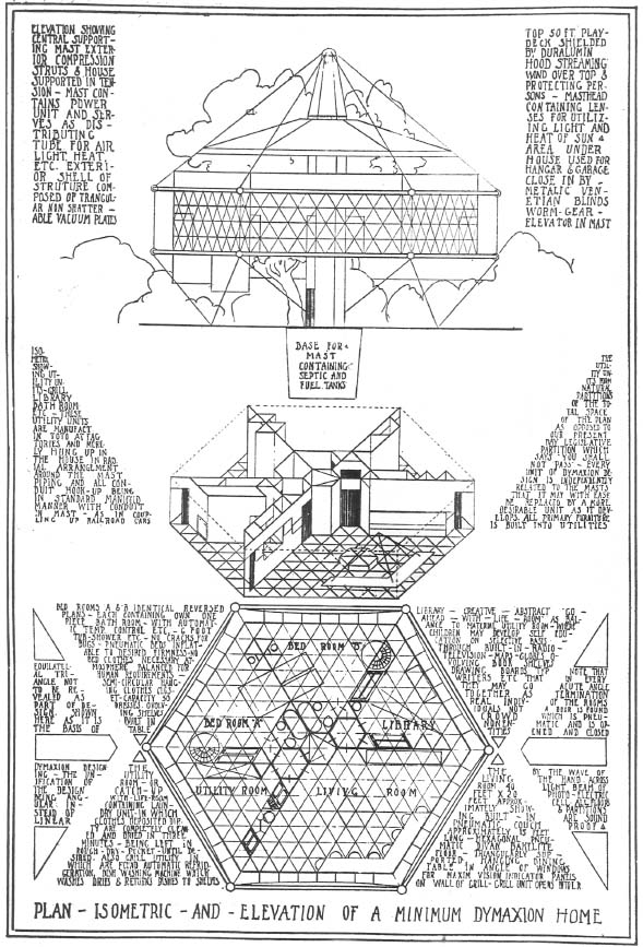 Figure 10: Plan of a minimum dymaxion home. (Estate of R. Buckminster Fuller.)