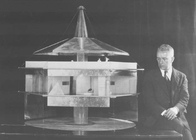 Figure 14: Fuller and Dwelling Machine model. (Estate of R. Buckminster Fuller.)