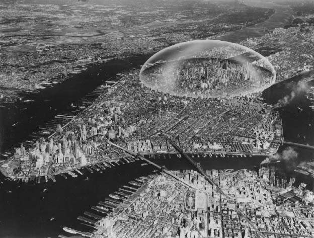 Figure 15: Proposed dome over Manhattan. (Estate of R. Buckminster Fuller.)