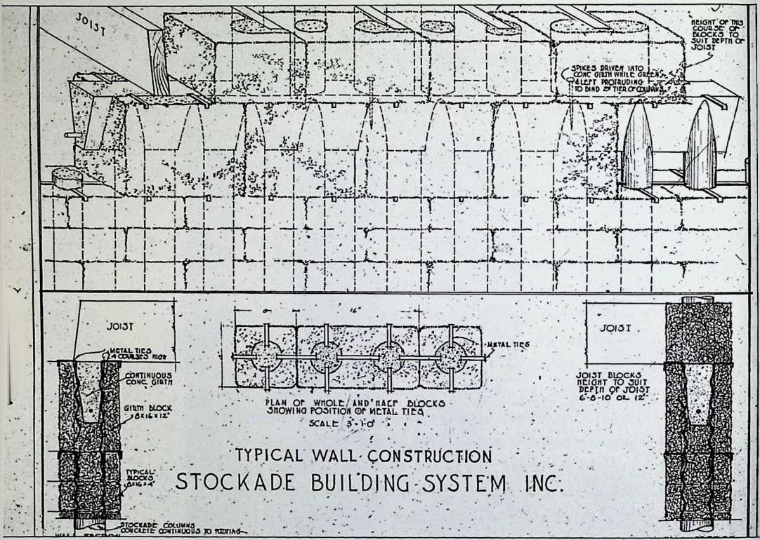 Figure 6: Stockade Building System, Inc., typical stockade wall construction, 1926.