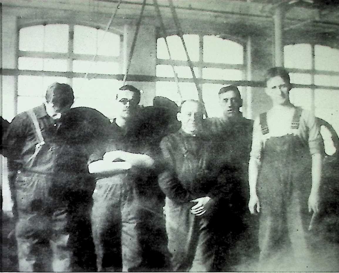 Figure 7: Workers in the Sherbrooke Factory, ca. 1914. Fuller is the second from the left (with mustache).