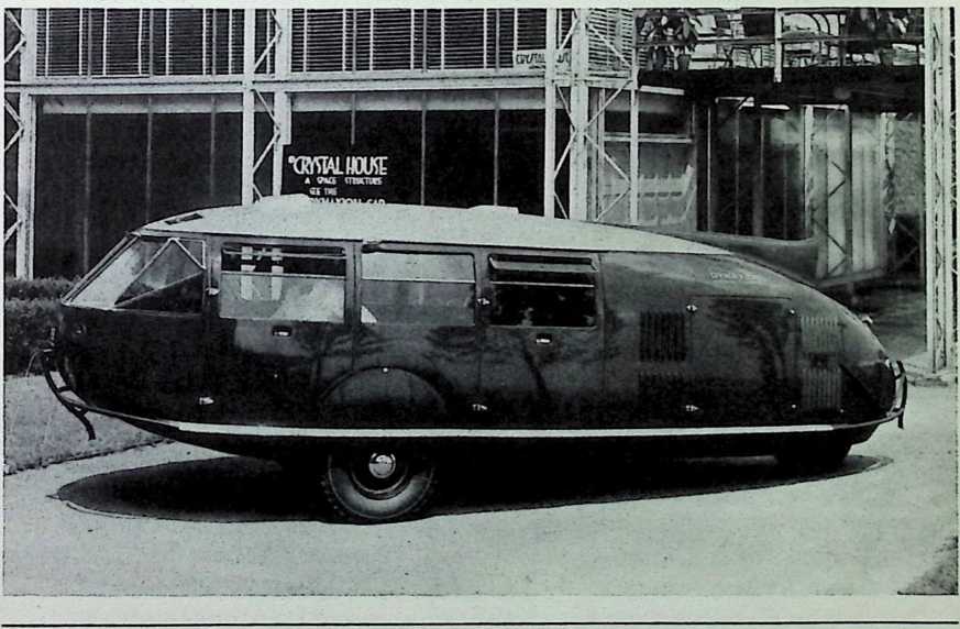 Figure 16: Bucky at the wheel of the first Dymaxion car, 1934.