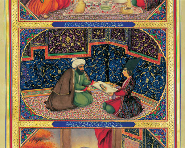 Figure 3: Scheherazade and the sultan by Sani ol-Molk (1814-1866), Public Domain