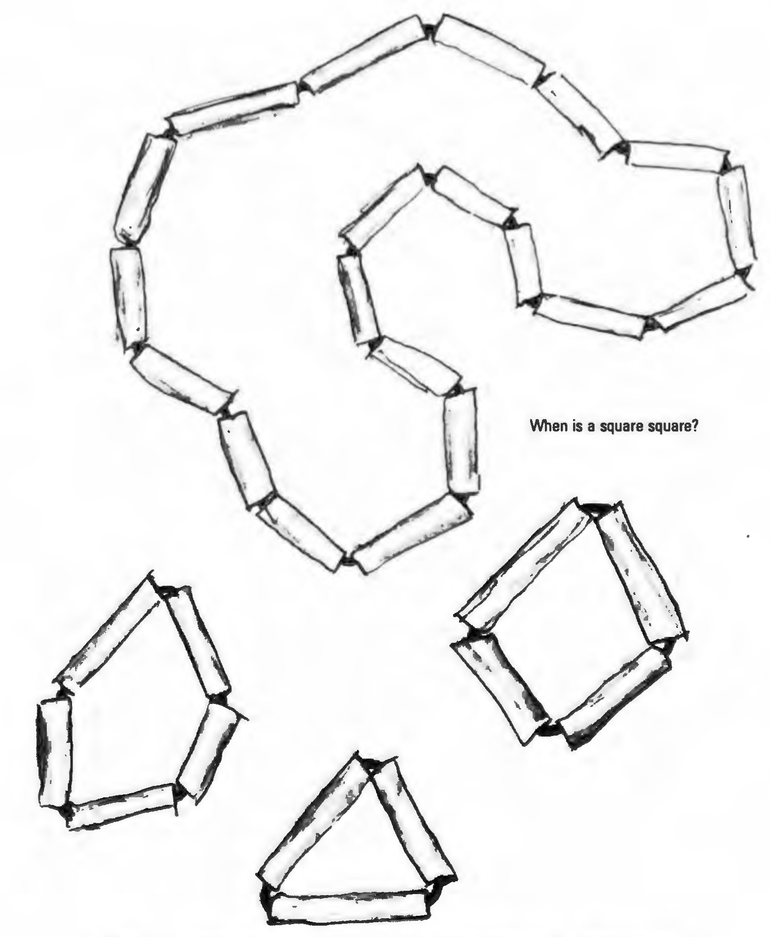 Figure 10: Proving that the triangle is the only polygon to hold its shape and that thus its stability is fundamental to structure.