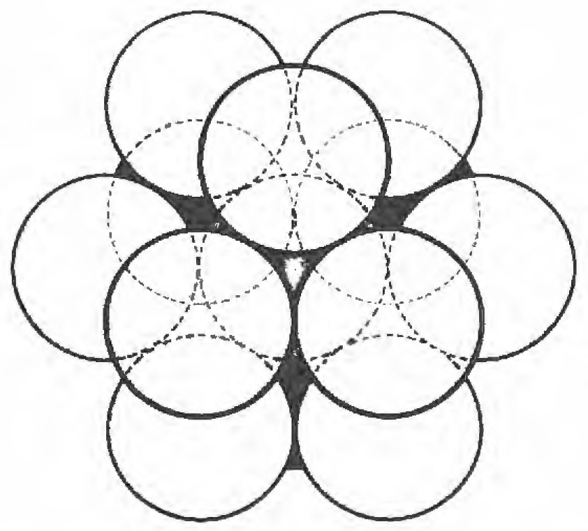 Figure 16: Spheres closest packed twelve around one.