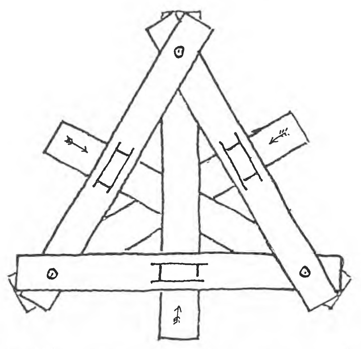Figure 71: Model of adjustable spherical triangle made of stainless steel straps.