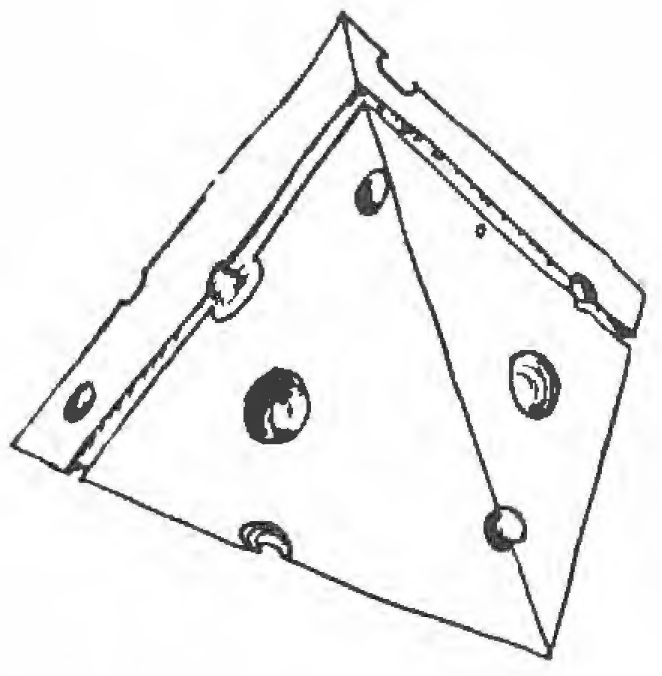 Figure 97: The cheese tetrahedron. If you slice parallel to one of the faces of all the symmetrical geometries (i.e., all the Platonic and Archimedean “solids”), each made of cheese, what is left after the parallel slice is removed is no longer the same symmetrical polyhedronwith but one exception, the tetrahedron.